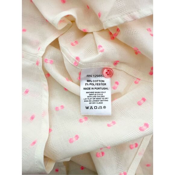 The Shirt by Rochelle Behrens White Pink Polka Dot Puff Sleeve Blouse XS NWT - Picture 5 of 5